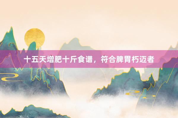 十五天增肥十斤食谱，符合脾胃朽迈者